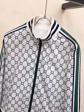 Gucci Monogram Logo Web Stripe Zip-Up Track Jacket